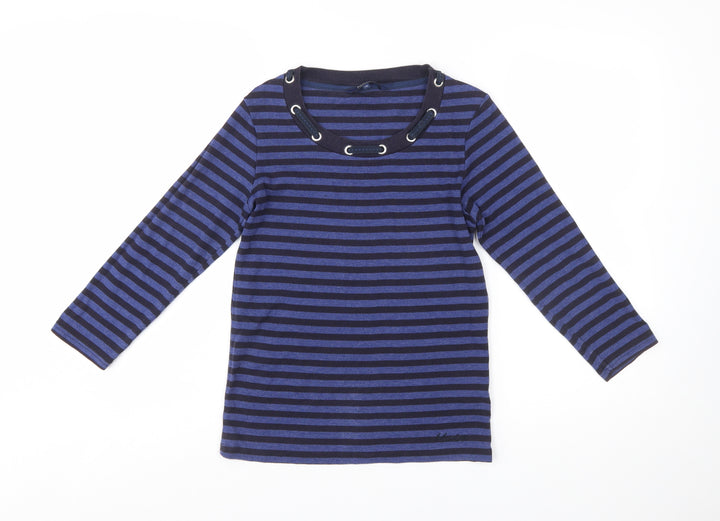 Maine New England Womens Blue Striped Long Sleeve T-Shirt Size 10