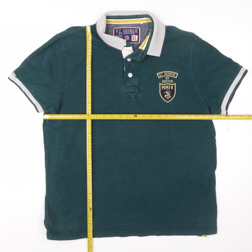 St George by Duffer Men's Green Cotton Polo Shirt XL