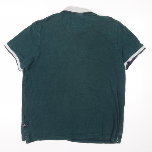 St George by Duffer Men's Green Cotton Polo Shirt XL