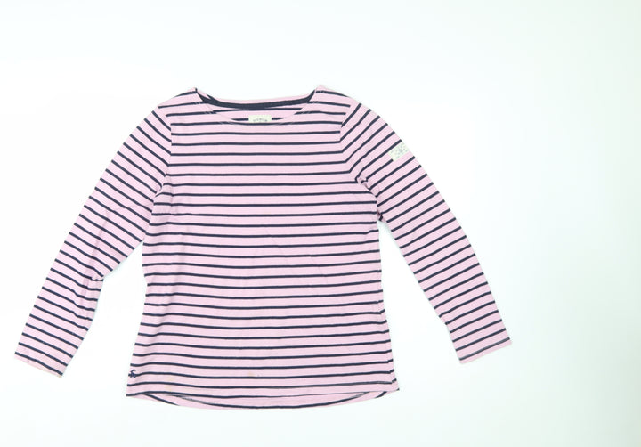 Joules Women’s Pink Navy Striped Long Sleeve Cotton T-Shirt UK 12