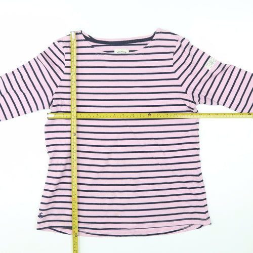 Joules Women’s Pink Navy Striped Long Sleeve Cotton T-Shirt UK 12