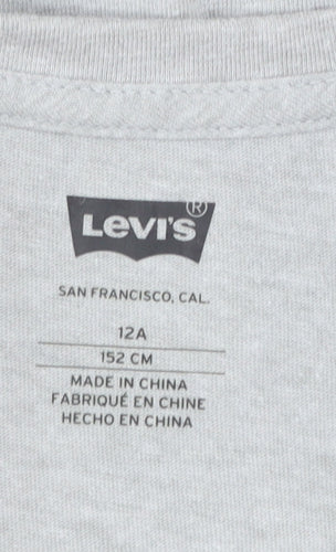 Levi's Girls Grey Sequin Heart Long Sleeve Tie Hem T-Shirt 12 Years