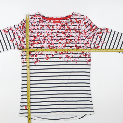 Joules Women’s Multicoloured Floral Stripe Boat Neck Cotton Top Size 8