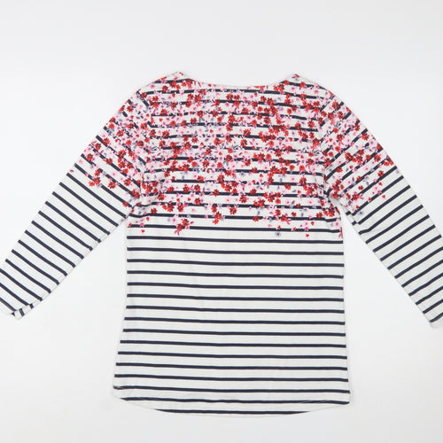 Joules Women’s Multicoloured Floral Stripe Boat Neck Cotton Top Size 8