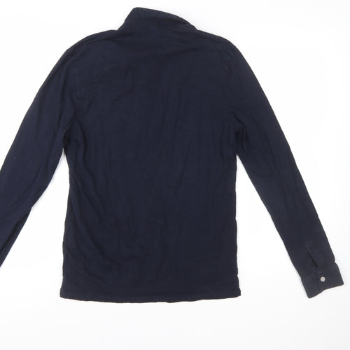 Reiss Men's Navy Cotton Long Sleeve Button-Up Shirt M