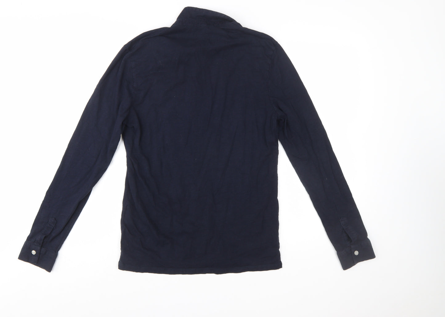 Reiss Men's Navy Cotton Long Sleeve Button-Up Shirt M