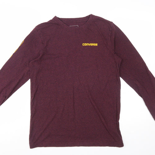 Converse Boys Purple Long Sleeve Crew Neck Logo T-Shirt XL 13-15 Years