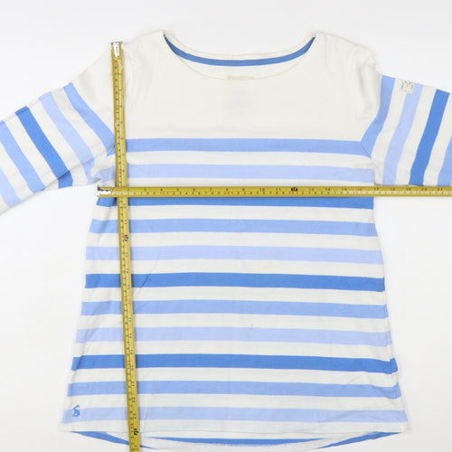 Joules Women Blue White Striped Long Sleeve Cotton T-Shirt Size 12