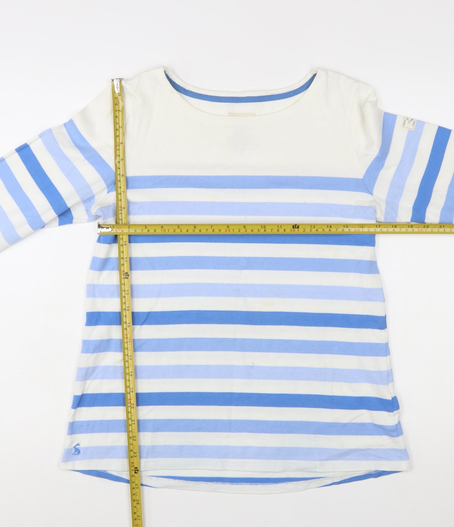 Joules Women Blue White Striped Long Sleeve Cotton T-Shirt Size 12