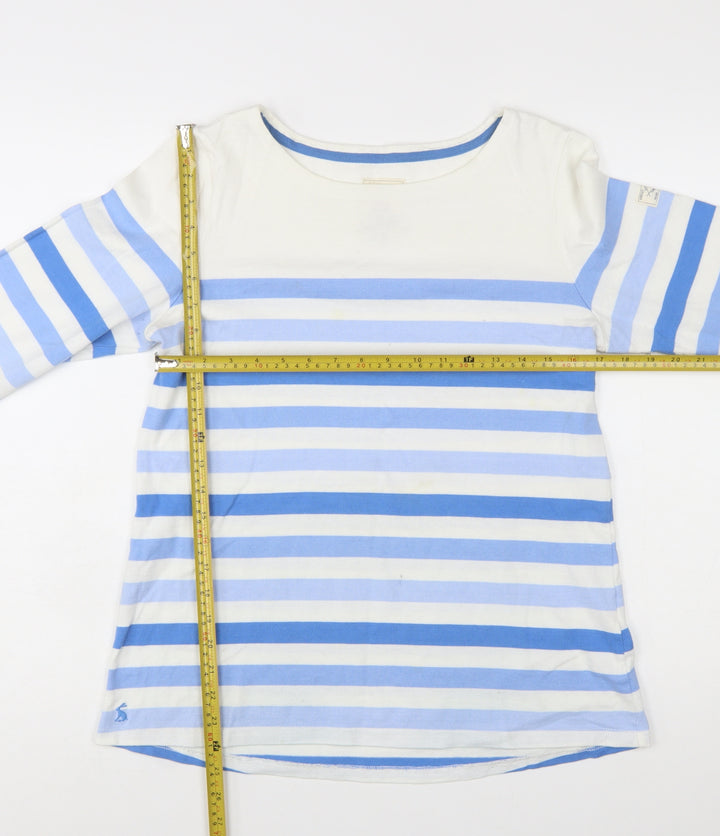 Joules Women Blue White Striped Long Sleeve Cotton T-Shirt Size 12
