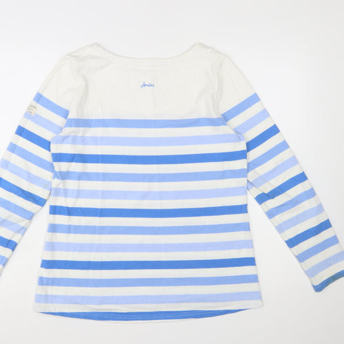 Joules Women Blue White Striped Long Sleeve Cotton T-Shirt Size 12