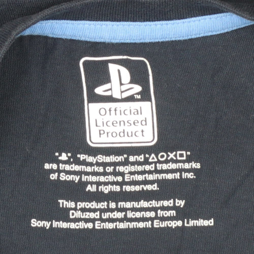 Difuzed Men’s Blue PlayStation Logo Graphic Cotton T-Shirt Size M