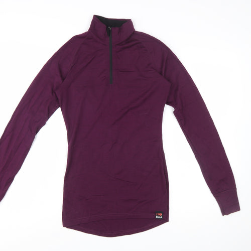 I Love Baa Women's Purple Merino Wool 1/4 Zip Thermal Top Size S