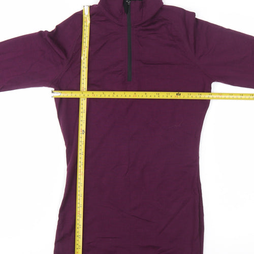 I Love Baa Women's Purple Merino Wool 1/4 Zip Thermal Top Size S