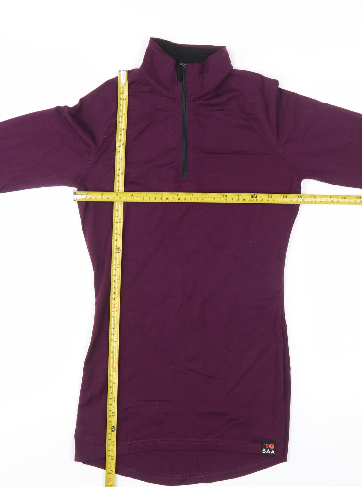 I Love Baa Women's Purple Merino Wool 1/4 Zip Thermal Top Size S