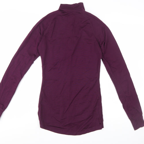 I Love Baa Women's Purple Merino Wool 1/4 Zip Thermal Top Size S