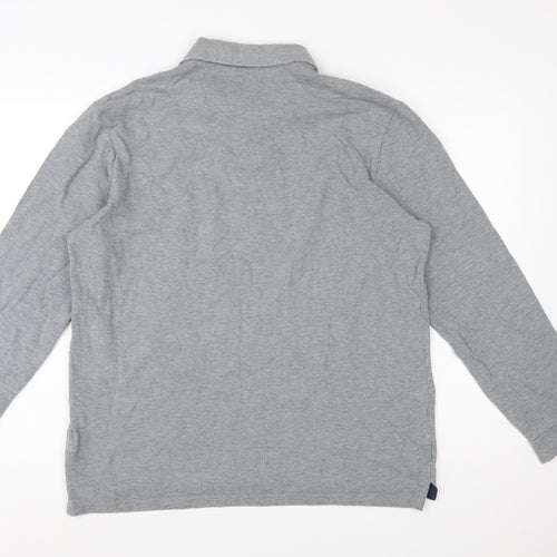Joules Men's Grey Long Sleeve Cotton Polo Shirt Size L