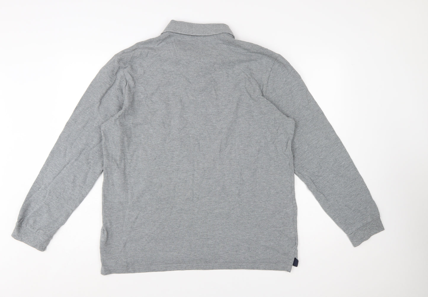 Joules Men's Grey Long Sleeve Cotton Polo Shirt Size L