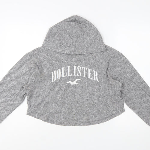 Hollister Womens Grey Long Sleeve Rib Knit Pullover Hoodie XS