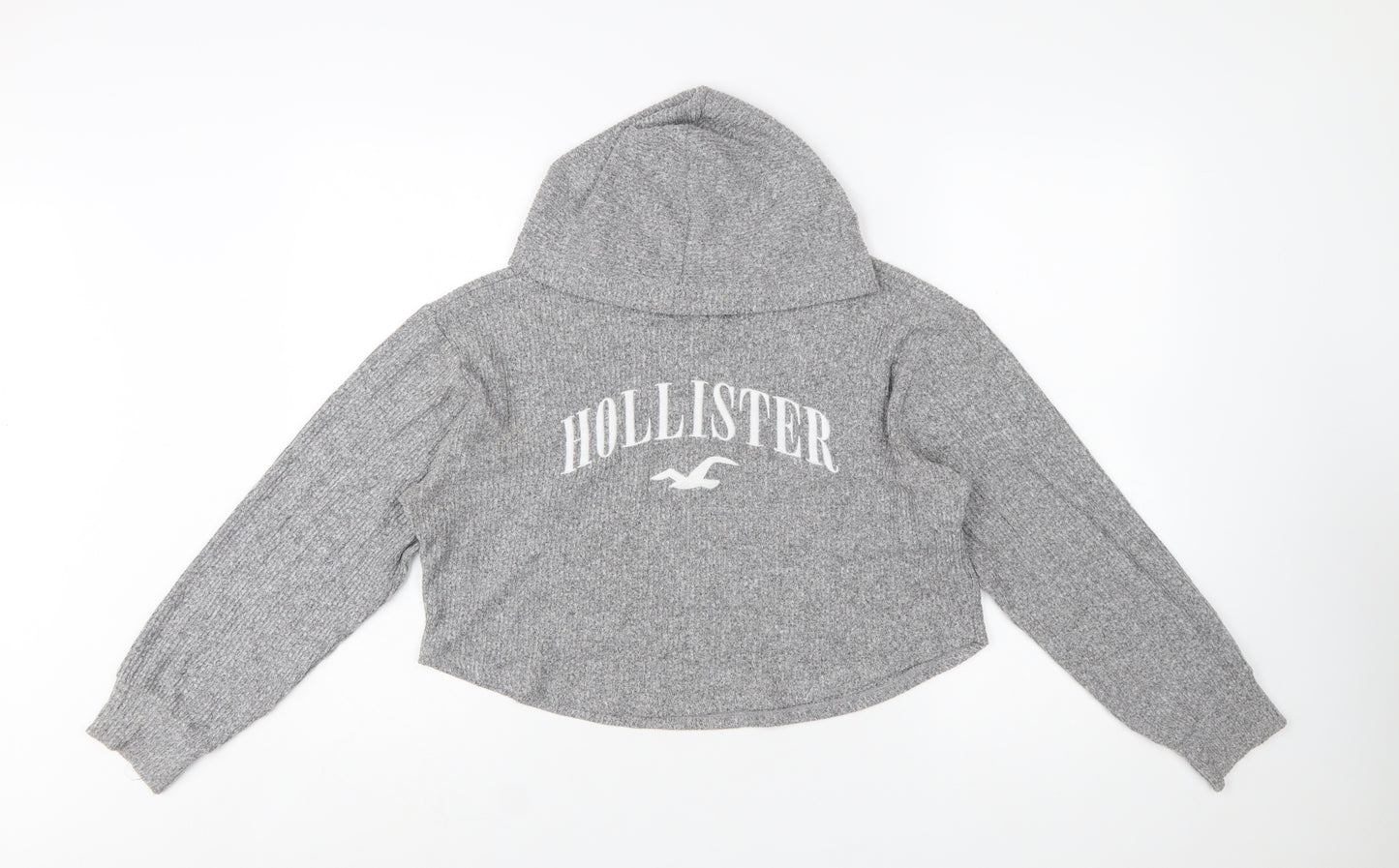 Hollister Womens Grey Long Sleeve Rib Knit Pullover Hoodie XS
