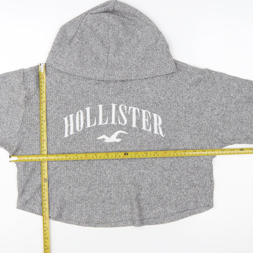 Hollister Womens Grey Long Sleeve Rib Knit Pullover Hoodie XS