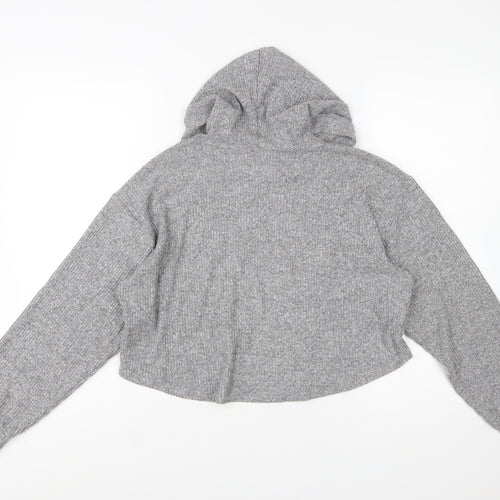 Hollister Womens Grey Long Sleeve Rib Knit Pullover Hoodie XS