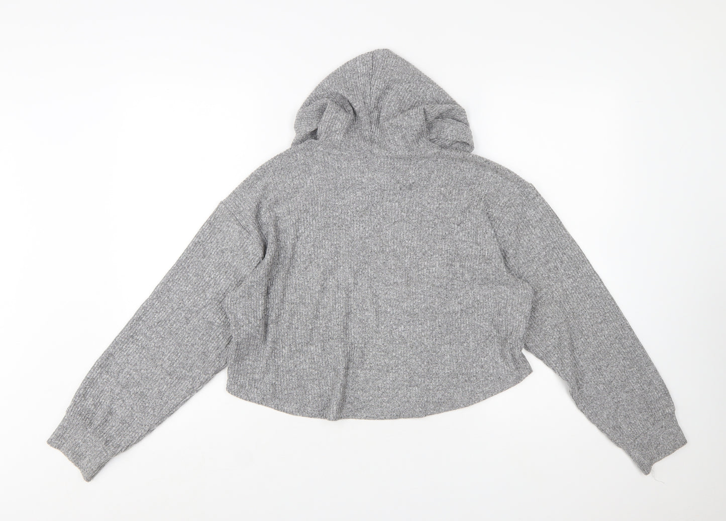 Hollister Womens Grey Long Sleeve Rib Knit Pullover Hoodie XS