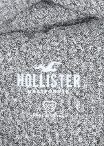 Hollister Womens Grey Long Sleeve Rib Knit Pullover Hoodie XS