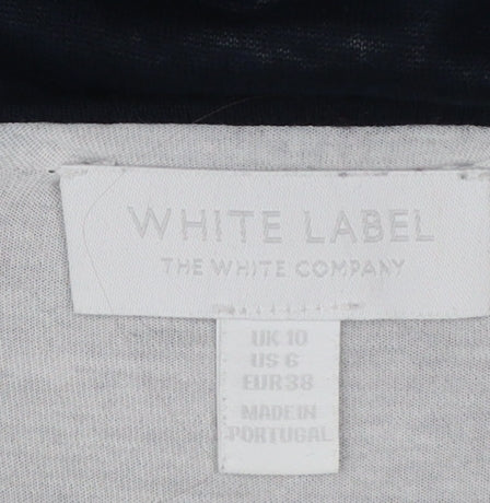 The White Company Women Blue V-Neck Long Sleeve Wool Blend Jumper Size 10