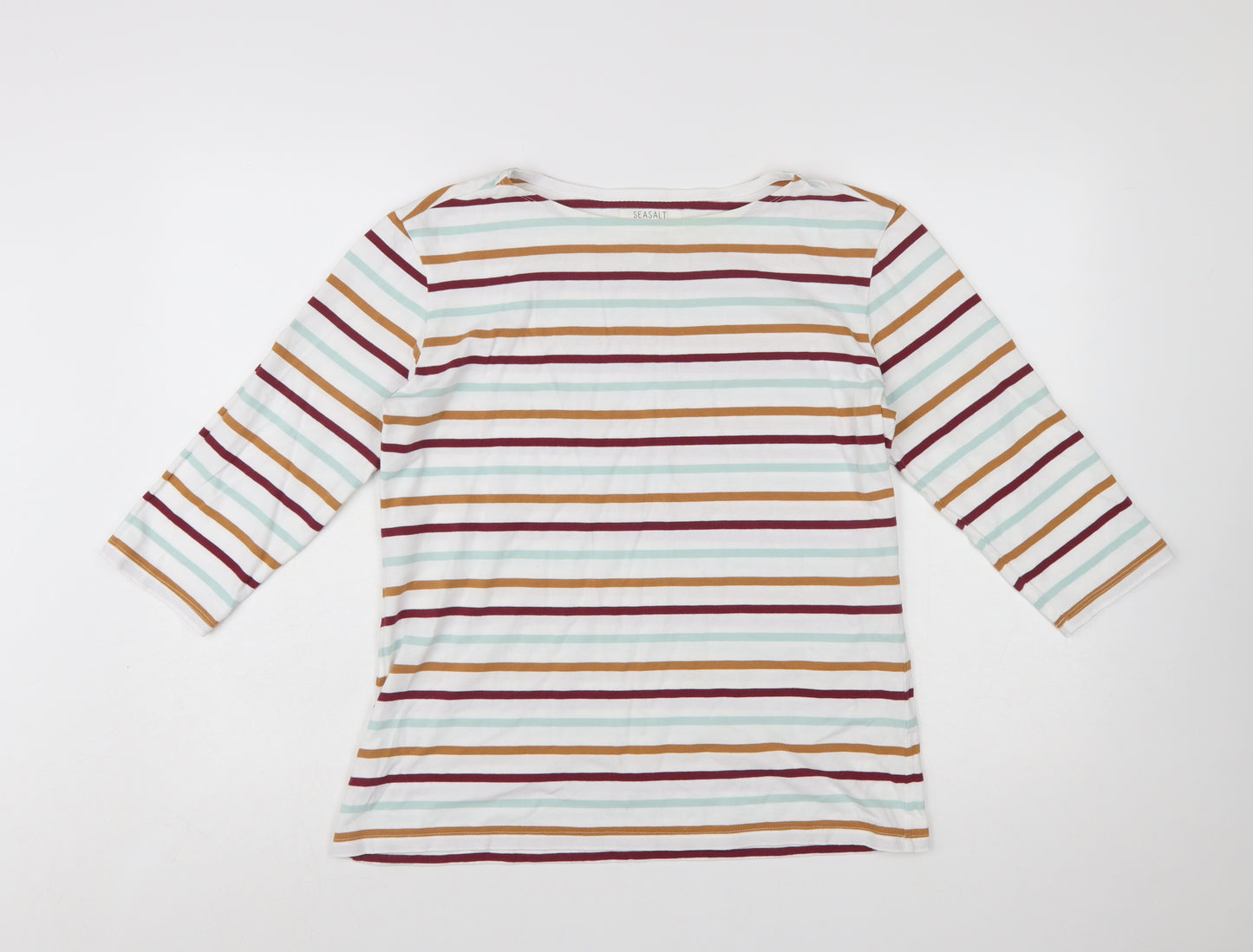 Seasalt Women’s Multicoloured Striped 3/4 Sleeve Sailor Top Size 14