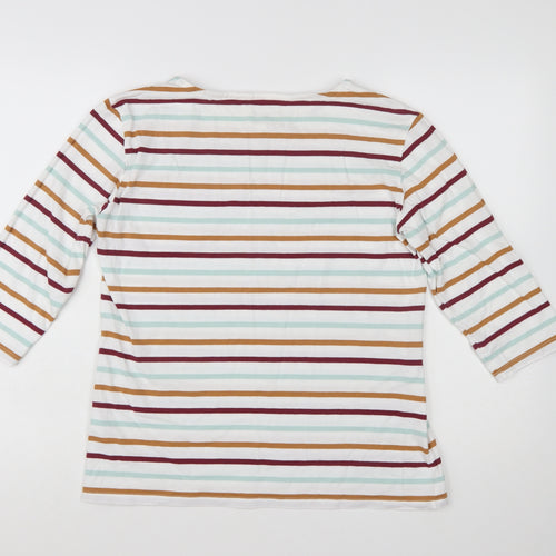 Seasalt Women’s Multicoloured Striped 3/4 Sleeve Sailor Top Size 14