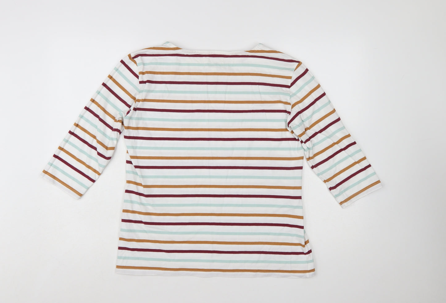 Seasalt Women’s Multicoloured Striped 3/4 Sleeve Sailor Top Size 14
