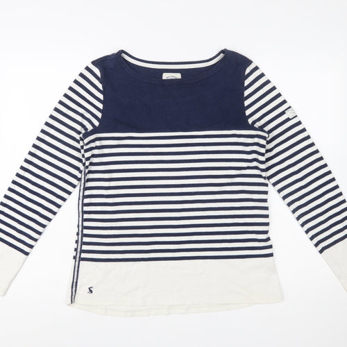 Joules Womens Blue White Striped Long Sleeve Boat Neck Cotton Top UK 12