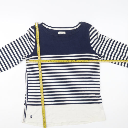 Joules Womens Blue White Striped Long Sleeve Boat Neck Cotton Top UK 12