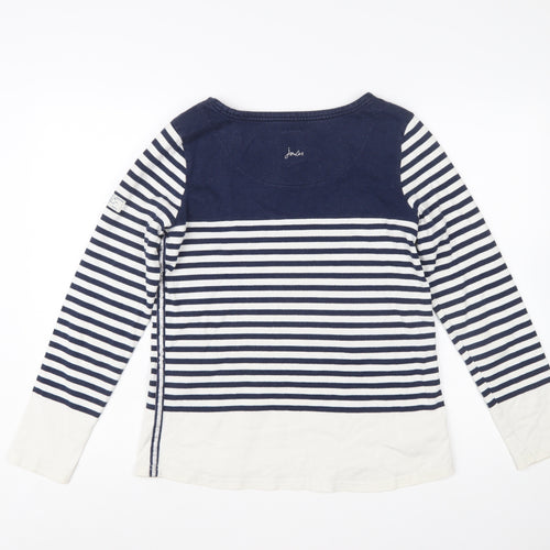 Joules Womens Blue White Striped Long Sleeve Boat Neck Cotton Top UK 12