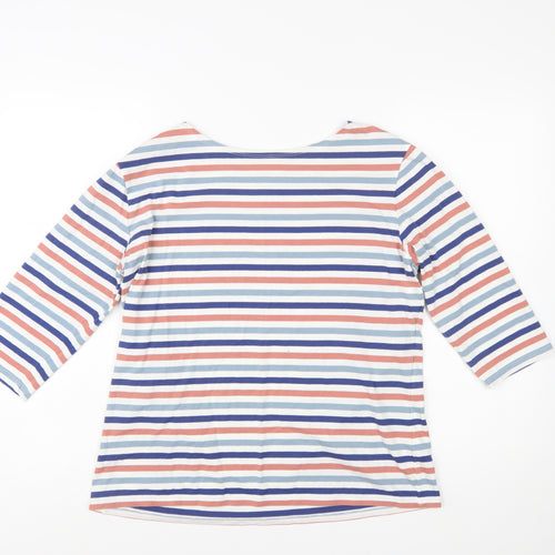 Seasalt Cornwall Womens Multicoloured Stripe Boat Neck 3/4 Sleeve Cotton Top Size 14