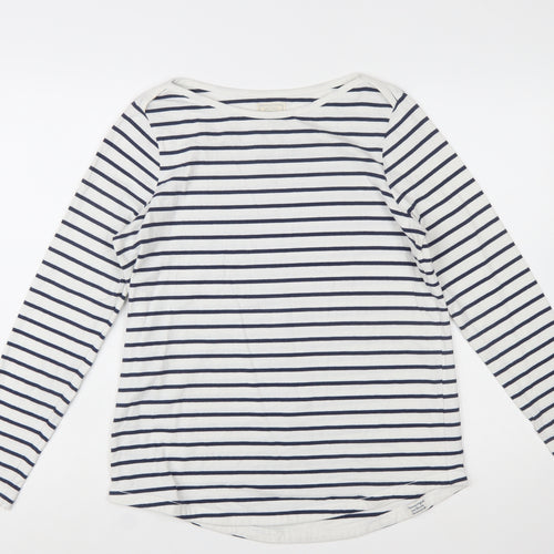 Fat Face Women Ivory Striped Long Sleeve Cotton T-Shirt Size 12