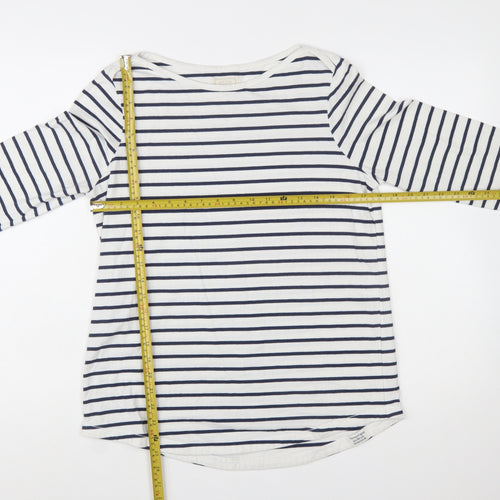 Fat Face Women Ivory Striped Long Sleeve Cotton T-Shirt Size 12