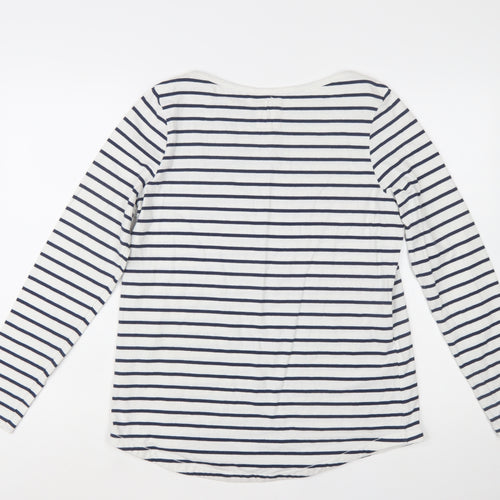 Fat Face Women Ivory Striped Long Sleeve Cotton T-Shirt Size 12