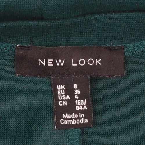 New Look Women's Green Long Sleeve Button Side Jersey Top Size 8
