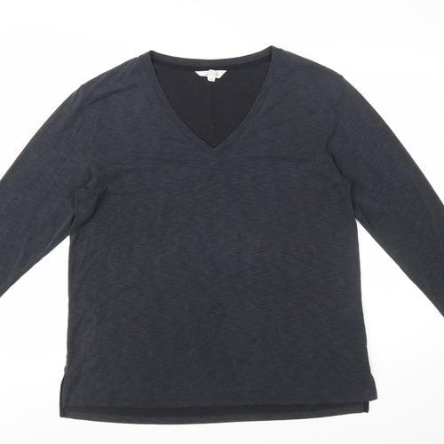 Marks and Spencer Per Una Women's Black V-Neck Long Sleeve Modal T-Shirt Size 16