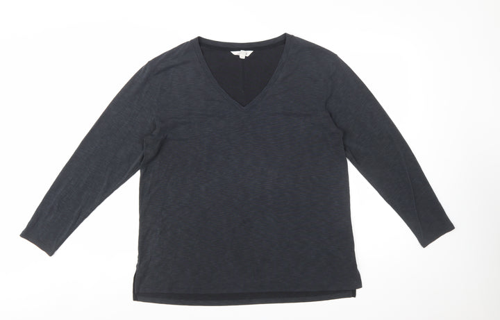 Marks and Spencer Per Una Women's Black V-Neck Long Sleeve Modal T-Shirt Size 16