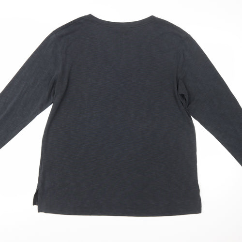 Marks and Spencer Per Una Women's Black V-Neck Long Sleeve Modal T-Shirt Size 16