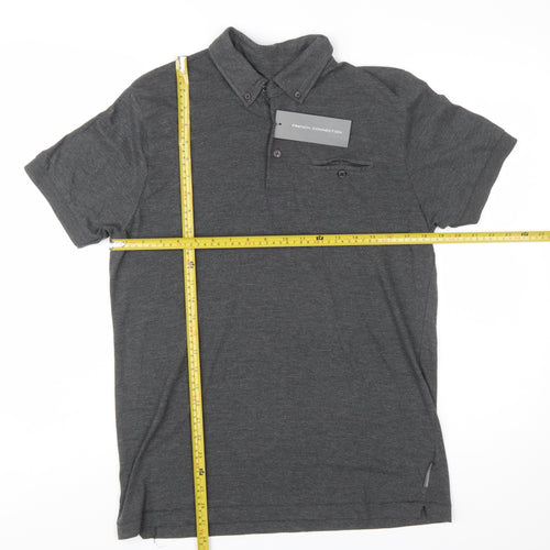 French Connection Men's Grey Button-Down Polo Shirt Size L