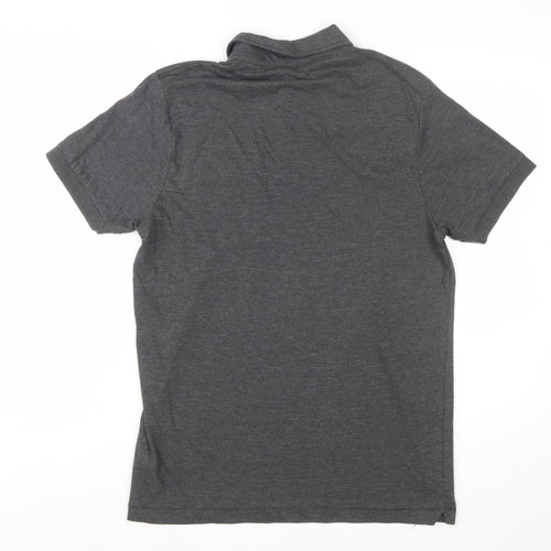 French Connection Men's Grey Button-Down Polo Shirt Size L