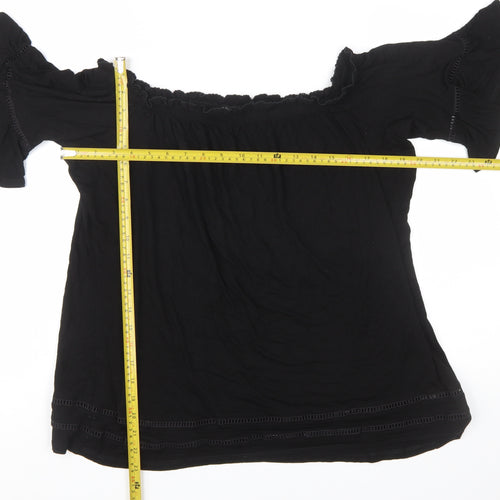 Next Women's Black Off Shoulder Ruffle Tunic Blouse Size 18