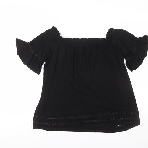 Next Women's Black Off Shoulder Ruffle Tunic Blouse Size 18