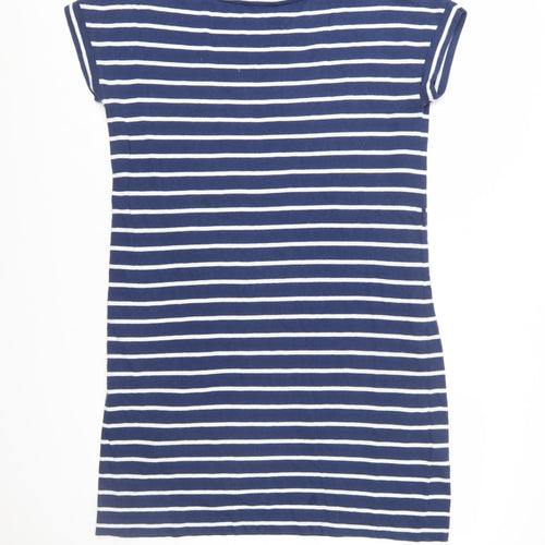 Hobbs Women Blue White Striped Cotton T-Shirt Dress Size 12