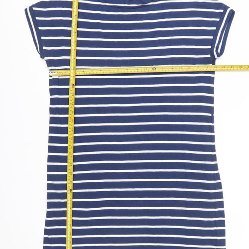 Hobbs Women Blue White Striped Cotton T-Shirt Dress Size 12