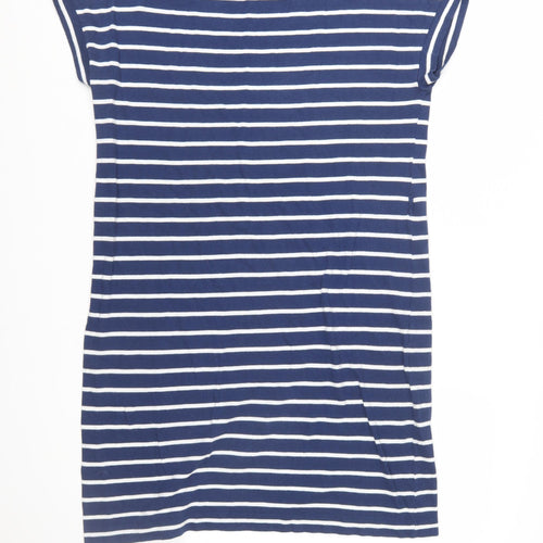 Hobbs Women Blue White Striped Cotton T-Shirt Dress Size 12